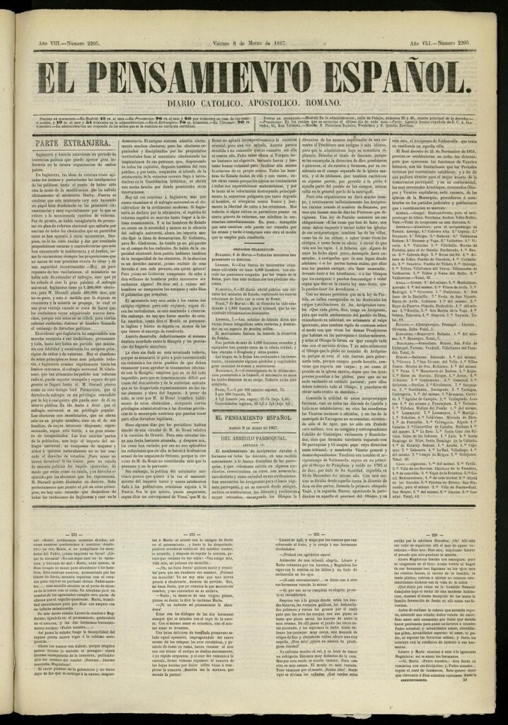 Miniatura de El Pensamiento Español del 8 de marzo de 1867, nº 2205