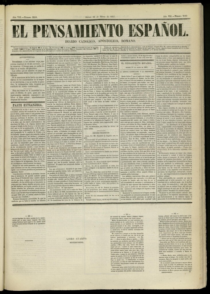 Miniatura de El Pensamiento Español del 14 de marzo de 1867, nº 2210