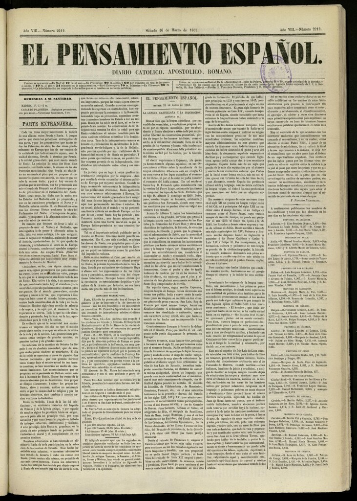 Miniatura de El Pensamiento Español del 16 de marzo de 1867, nº 2212