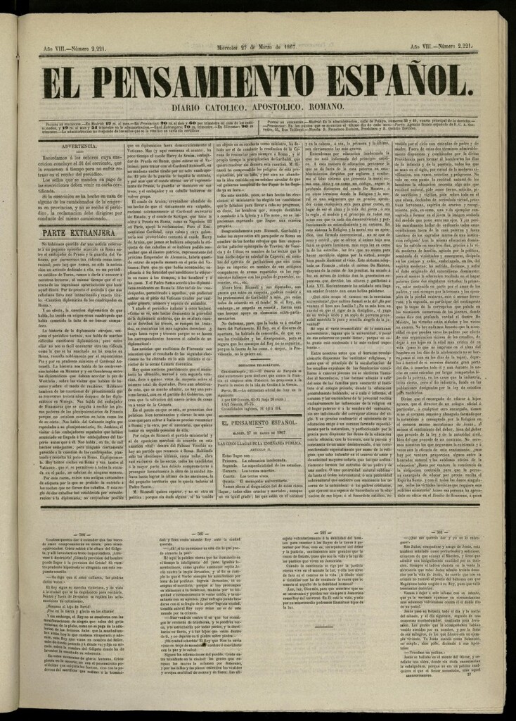 Miniatura de El Pensamiento Español del 27 de marzo de 1867, nº 2221