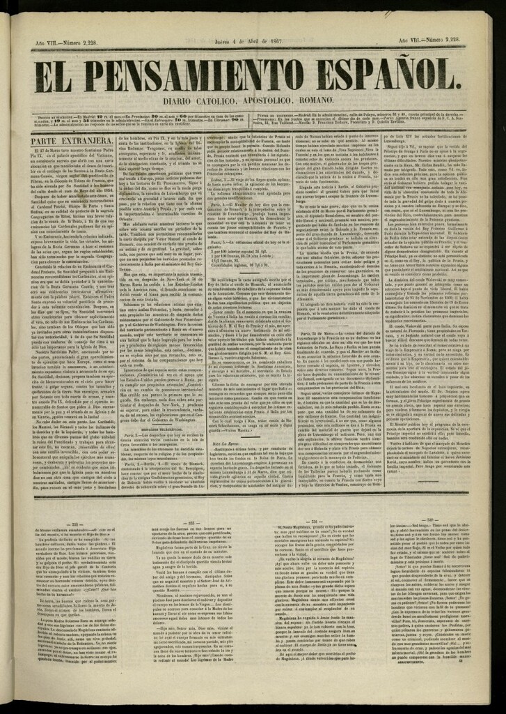 Miniatura de El Pensamiento Español del 4 de abril de 1867, nº 2228