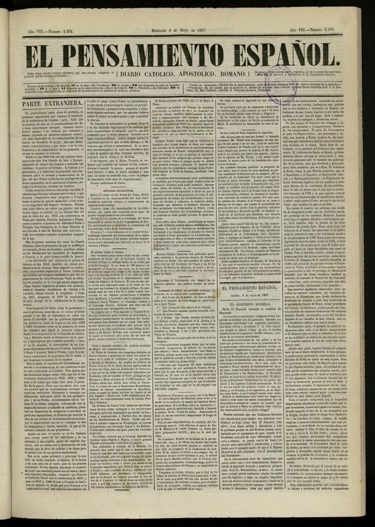 Miniatura de El Pensamiento Español del 8 de mayo de 1867, nº 2256