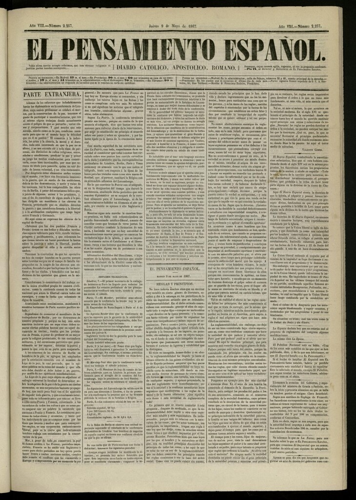 Miniatura de El Pensamiento Español del 9 de mayo de 1867, nº 2257