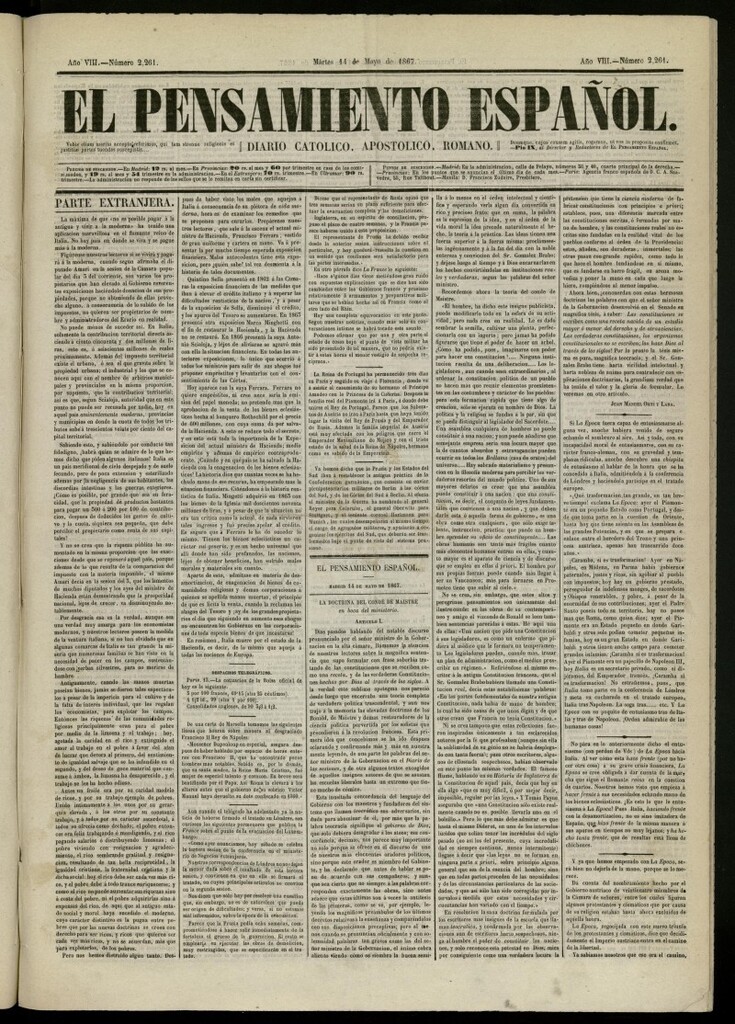 Miniatura de El Pensamiento Español del 14 de mayo de 1867, nº 2261