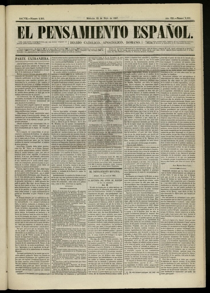 Miniatura de El Pensamiento Español del 15 de mayo de 1867, nº 2262