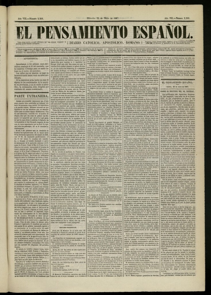 Miniatura de El Pensamiento Español del 22 de mayo de 1867, nº 2268