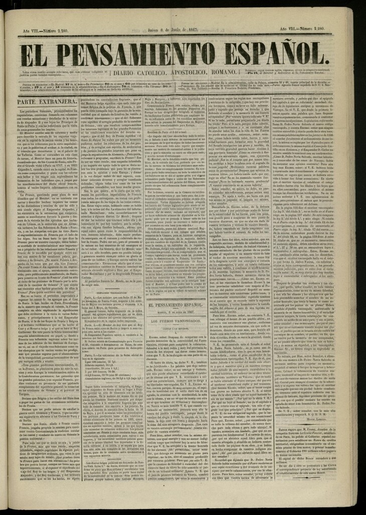 Miniatura de El Pensamiento Español del 6 de junio de 1867, nº 2280