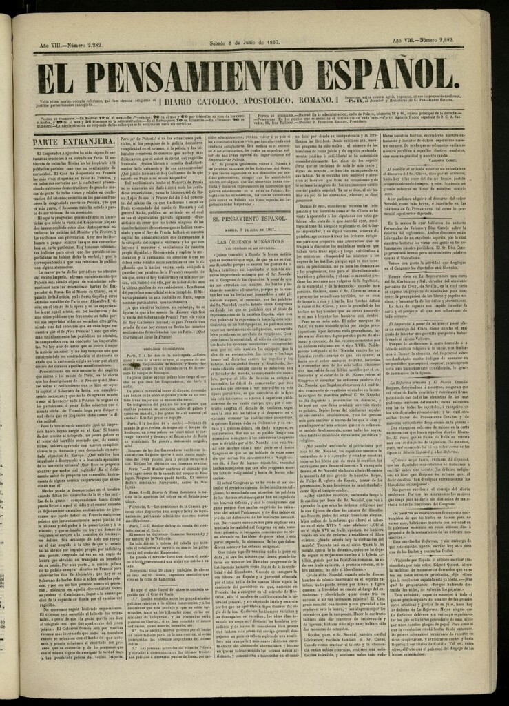Miniatura de El Pensamiento Español del 8 de junio de 1867, nº 2282