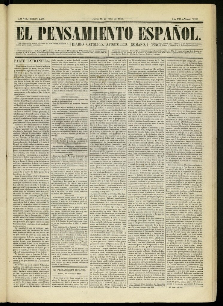 Miniatura de El Pensamiento Español del 13 de junio de 1867, nº 2286