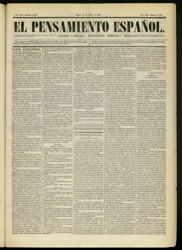 Miniatura de El Pensamiento Español del 15 de junio de 1867, nº 2288