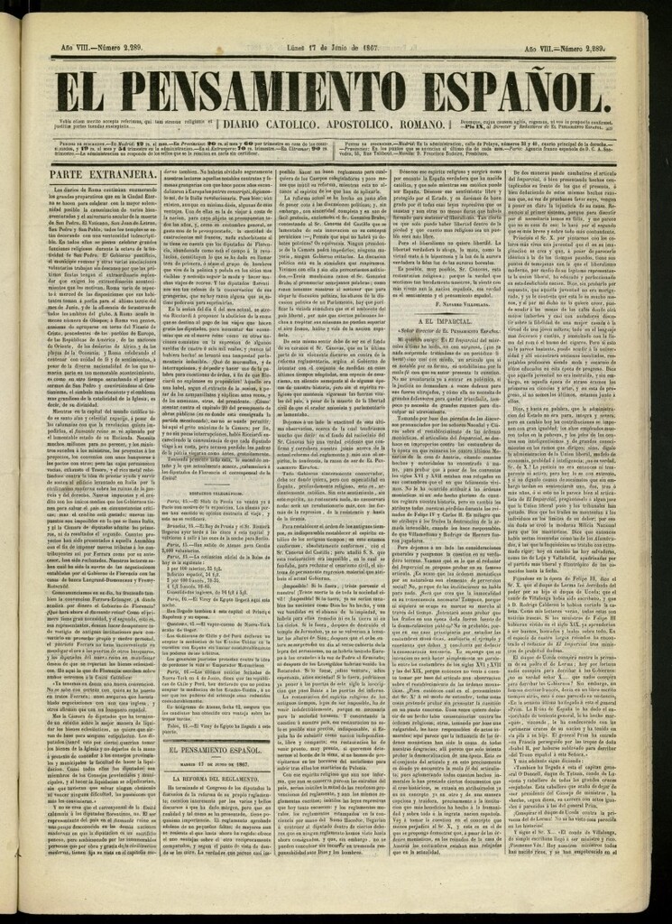 Miniatura de El Pensamiento Español del 17 de junio de 1867, nº 2289