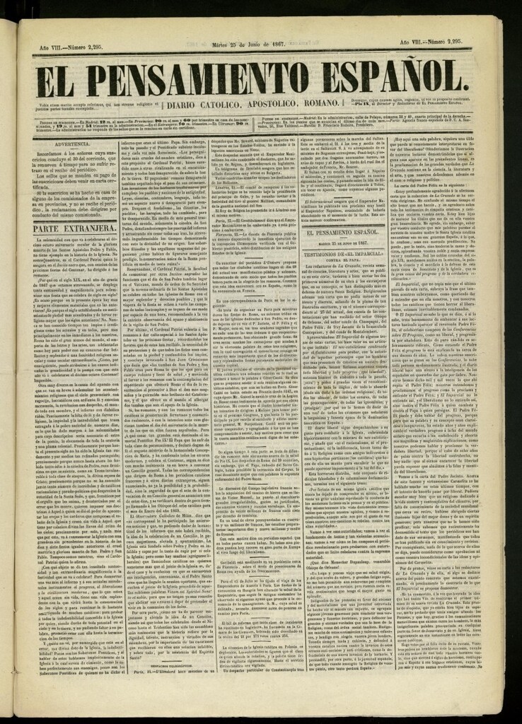 Miniatura de El Pensamiento Español del 25 de junio de 1867, nº 2295