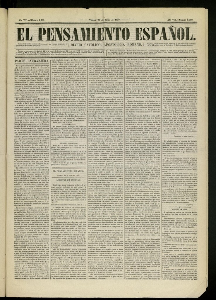 Miniatura de El Pensamiento Español del 28 de junio de 1867, nº 2298