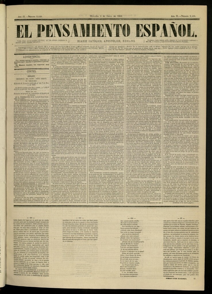 Miniatura de El Pensamiento Español del 8 de enero de 1868, nº 2456