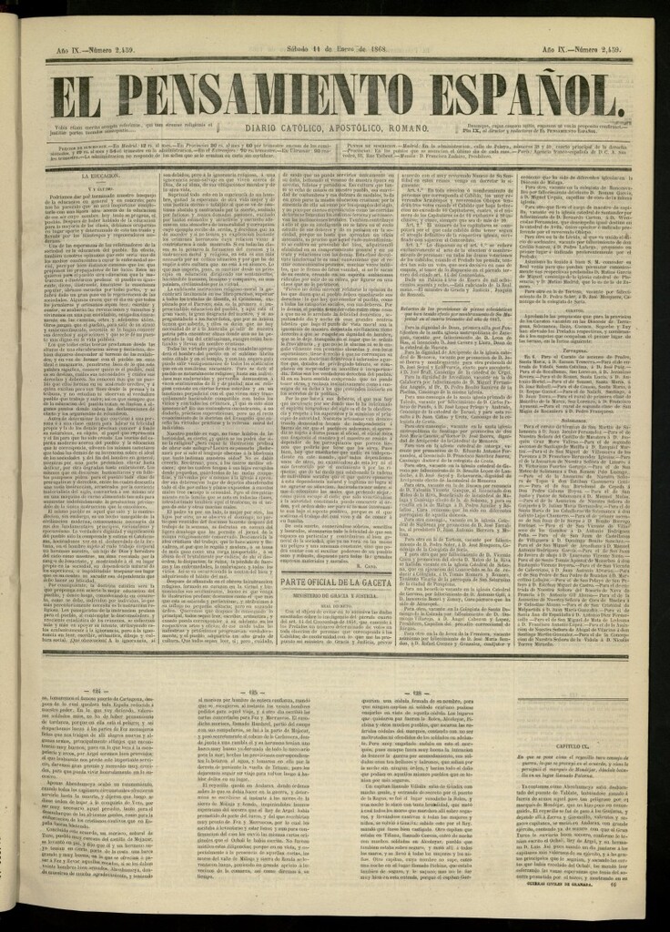 Miniatura de El Pensamiento Español del 11 de enero de 1868, nº 2459