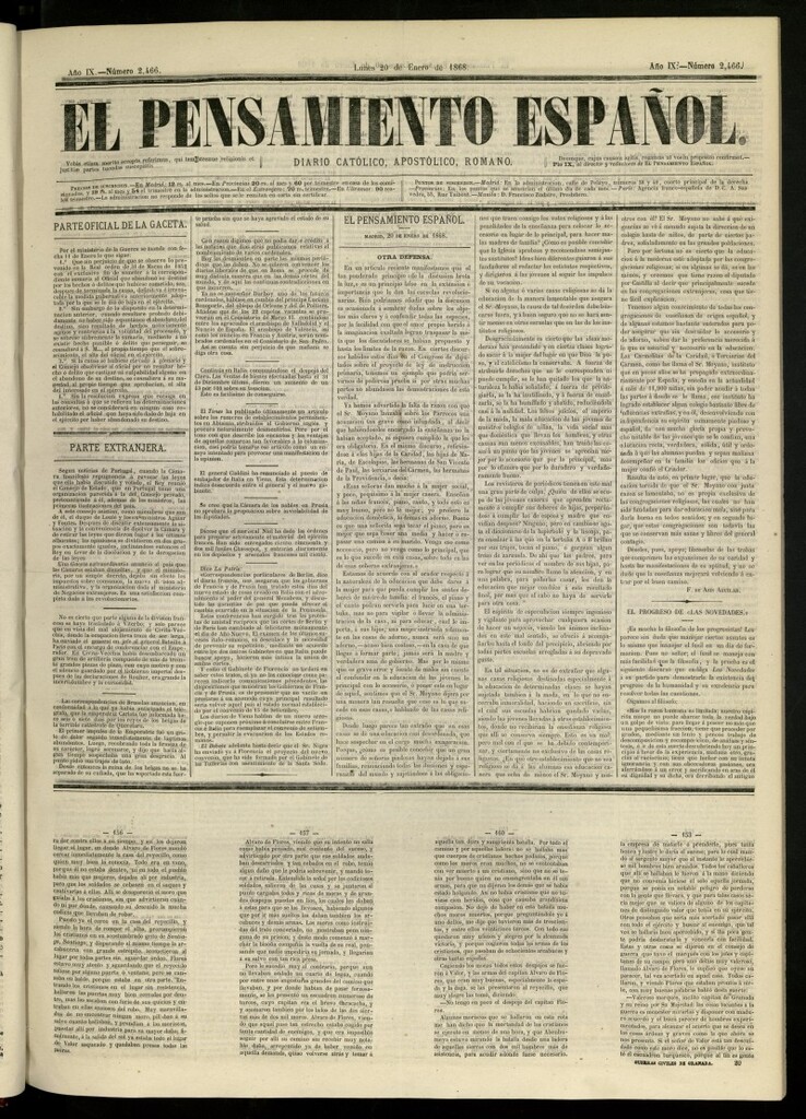 Miniatura de El Pensamiento Español del 20 de enero de 1868, nº 2466