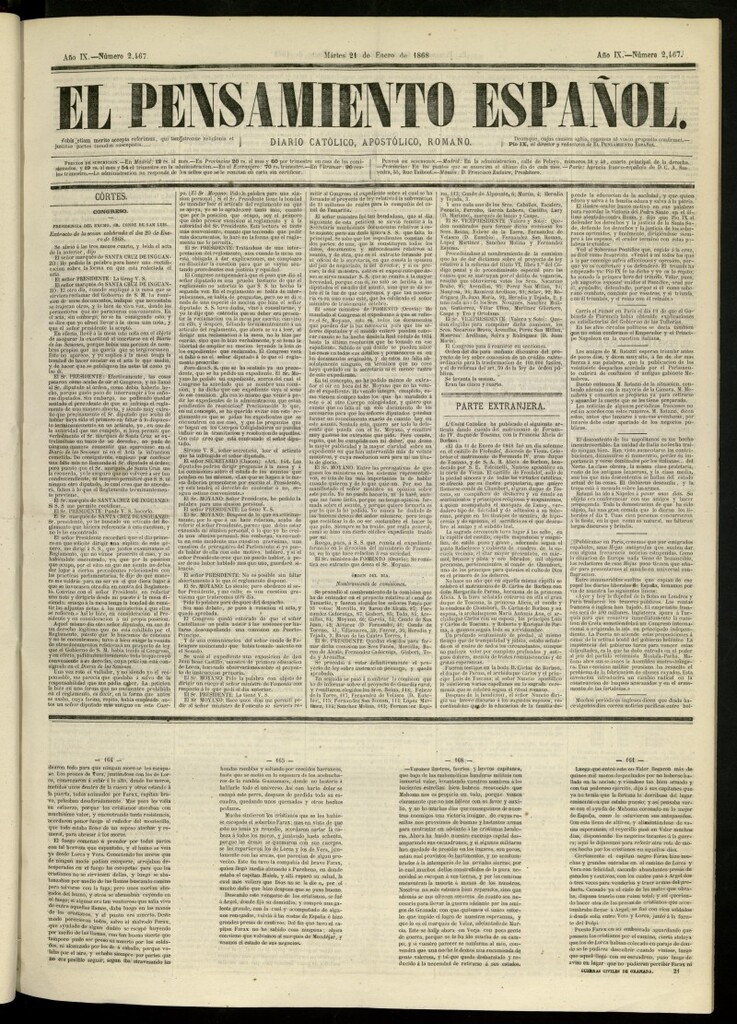 Miniatura de El Pensamiento Español del 21 de enero de 1868, nº 2467
