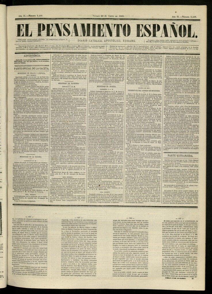 Miniatura de El Pensamiento Español del 24 de enero de 1868, nº 2469