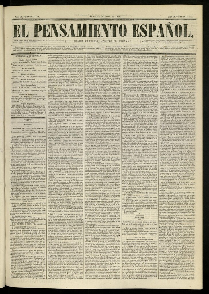 Miniatura de El Pensamiento Español del 25 de enero de 1868, nº 2470