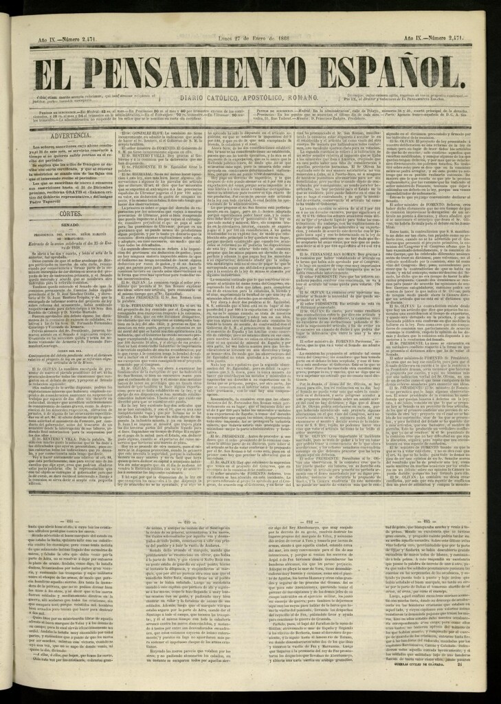 Miniatura de El Pensamiento Español del 27 de enero de 1868, nº 2471
