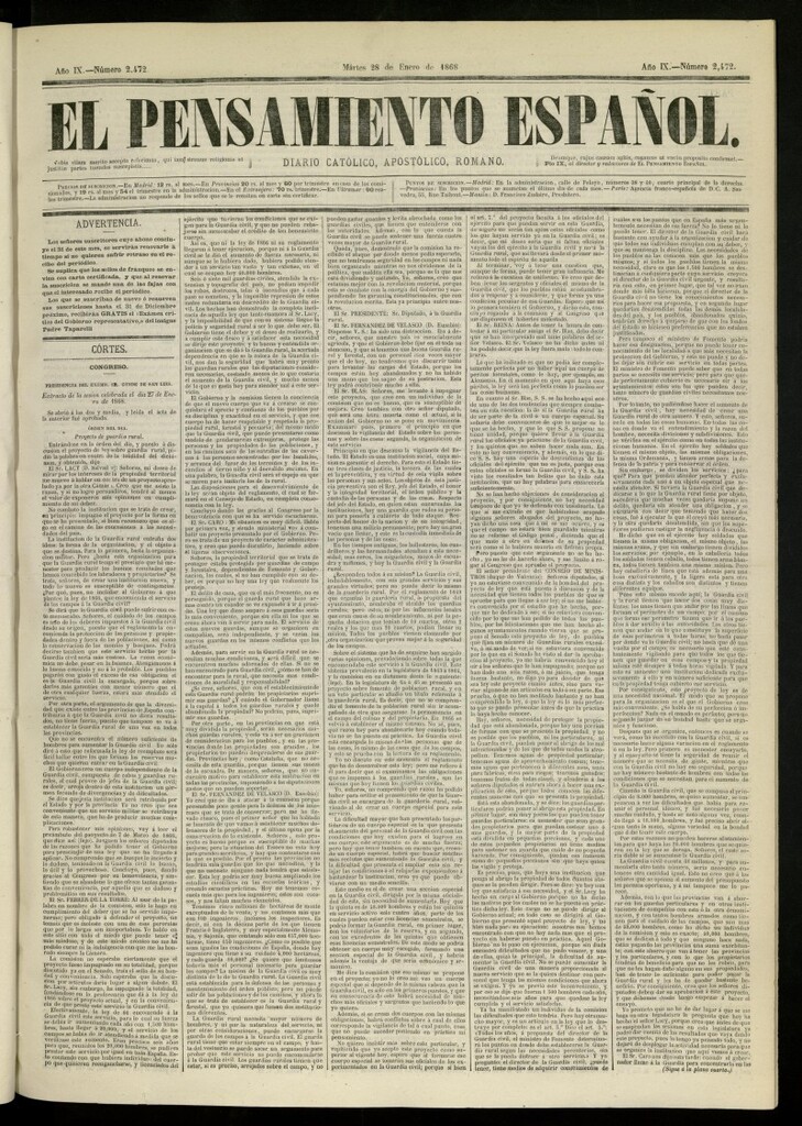 Miniatura de El Pensamiento Español del 28 de enero de 1868, nº 2472