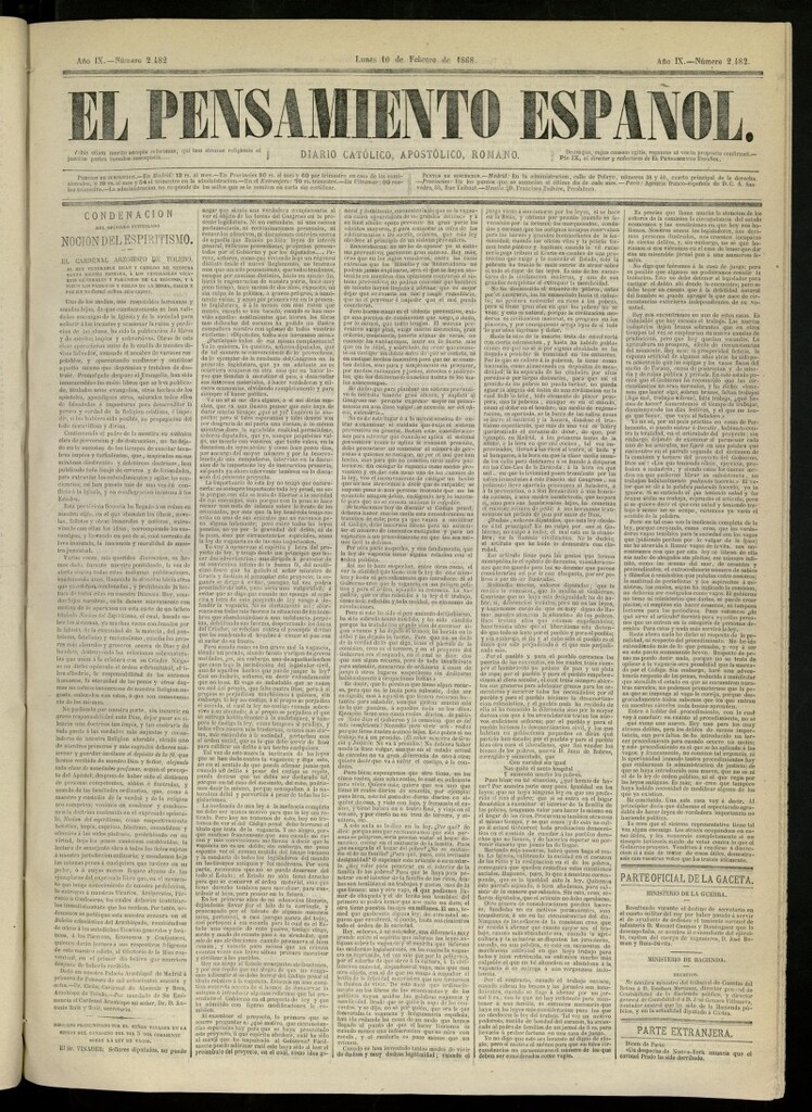 Miniatura de El Pensamiento Español del 10 de febrero de 1868, nº 2482