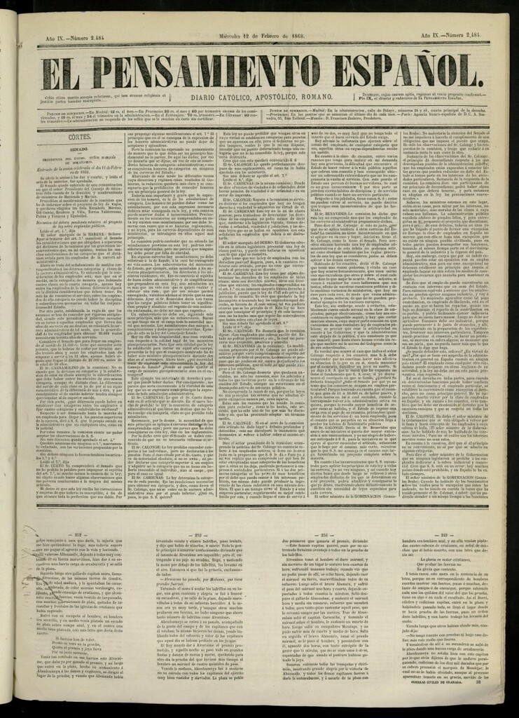Miniatura de El Pensamiento Español del 12 de febrero de 1868, nº 2484