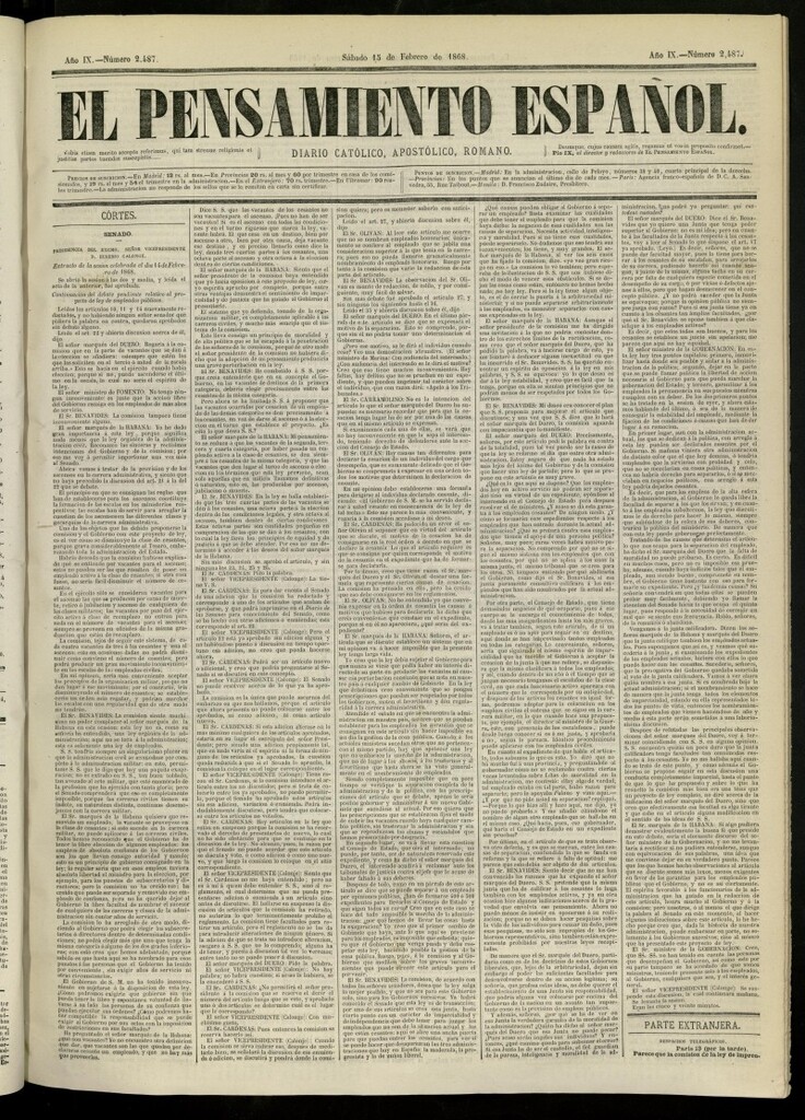 Miniatura de El Pensamiento Español del 15 de febrero de 1868, nº 2487