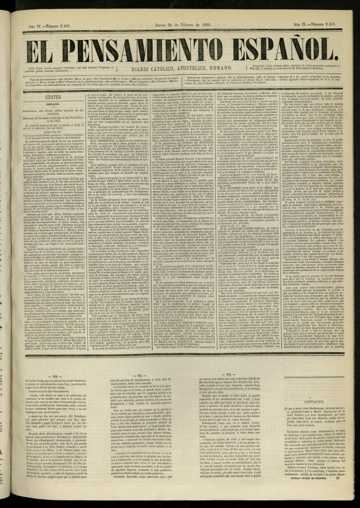 Miniatura de El Pensamiento Español del 20 de febrero de 1868, nº 2491