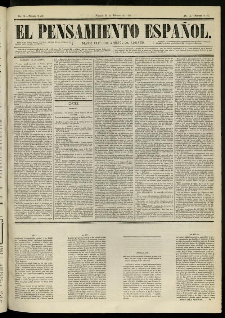 Miniatura de El Pensamiento Español del 21 de febrero de 1868, nº 2492