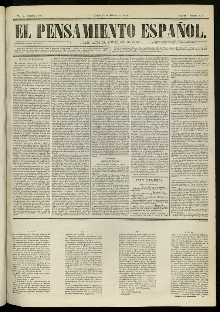 Miniatura de El Pensamiento Español de 25 de febrero de 1868, nº 2495