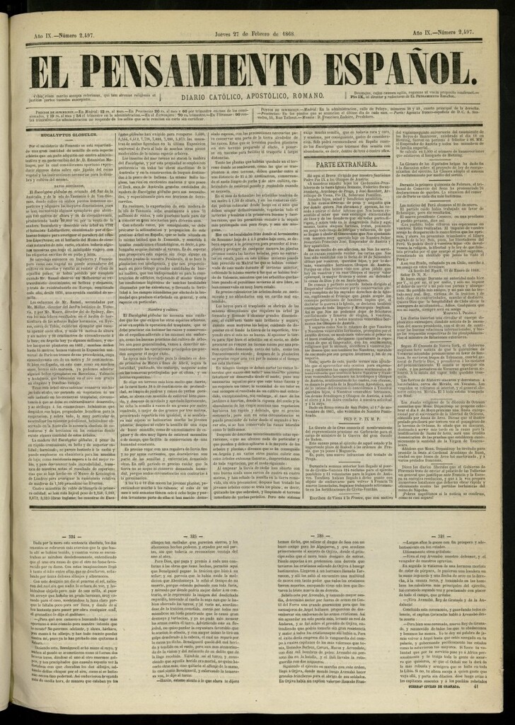 Miniatura de El Pensamiento Español del 27 de febrero de 1868, nº 2497