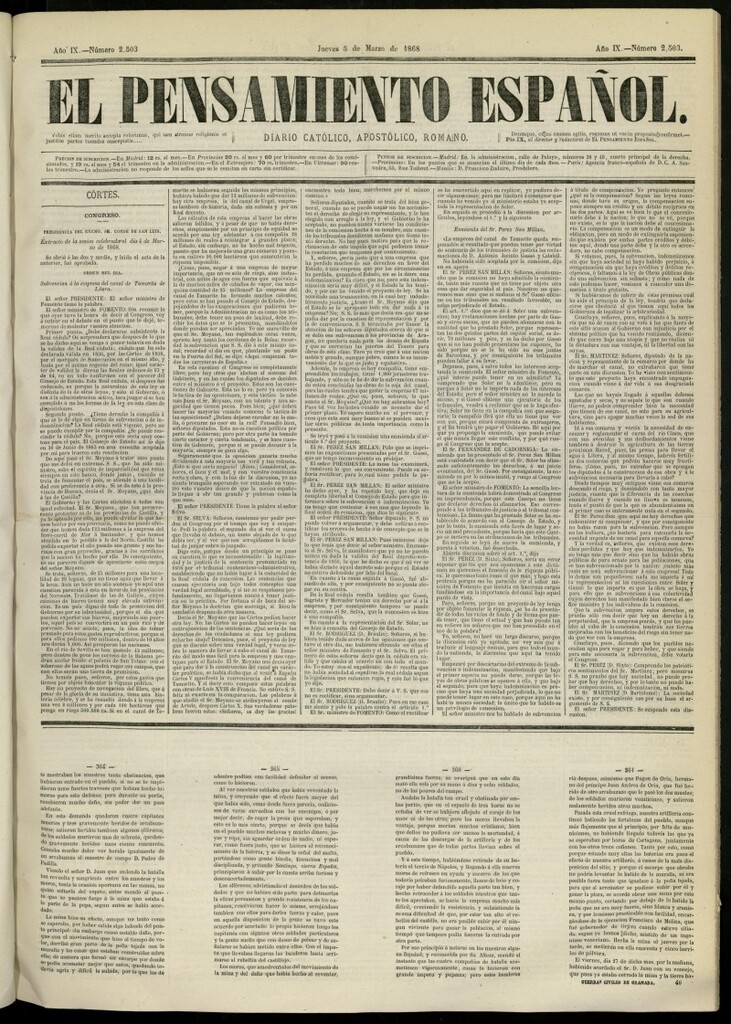 Miniatura de El Pensamiento Español del 5 de marzo de 1868, nº 2503