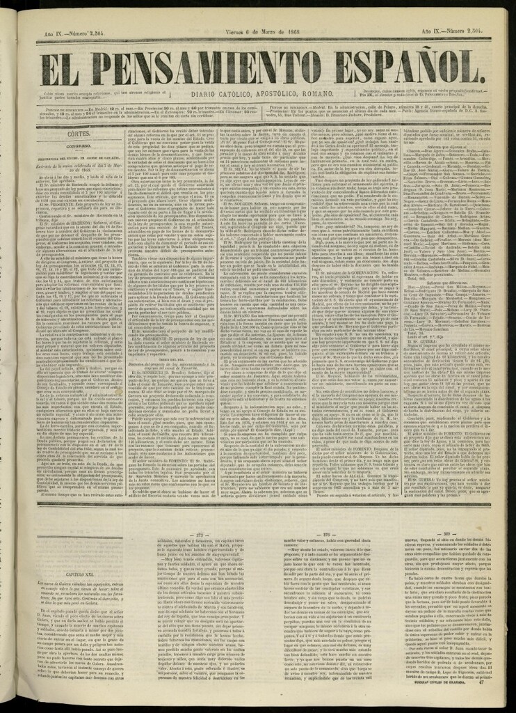 Miniatura de El Pensamiento Español del 6 de marzo de 1868, nº 2504
