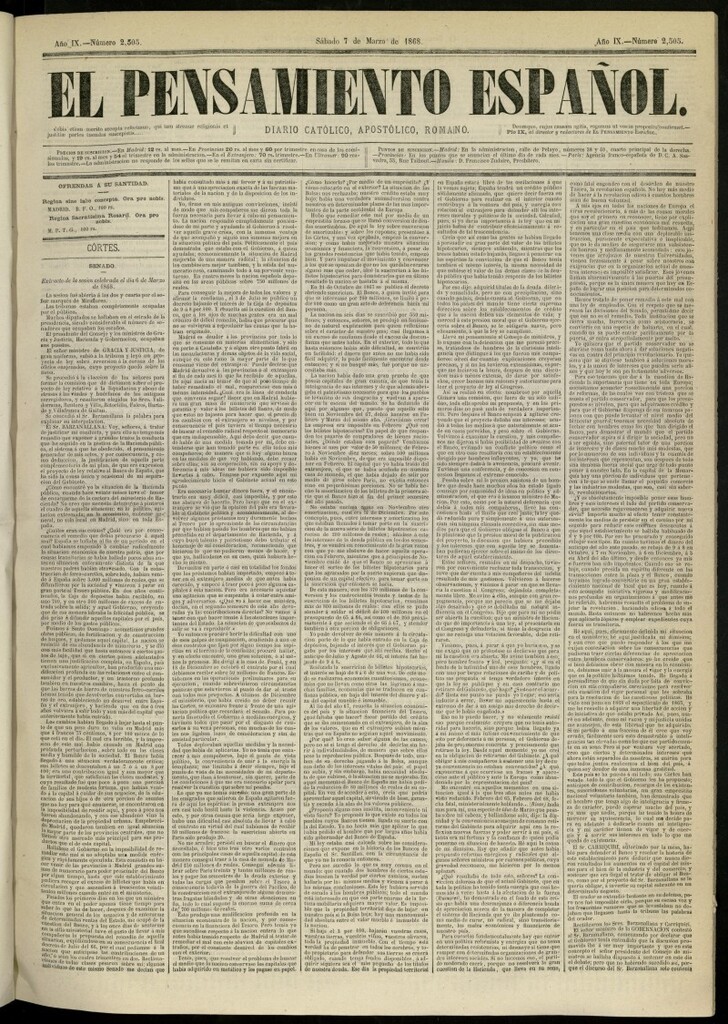 Miniatura de El Pensamiento Español del 7 de marzo de 1868, nº 2505