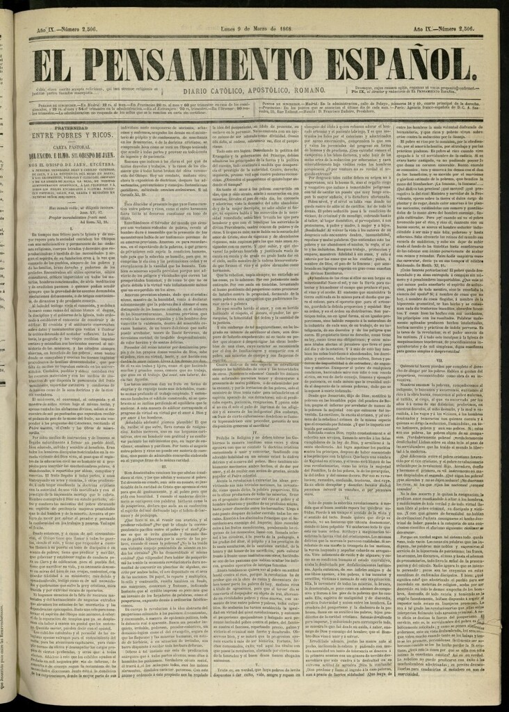 Miniatura de El Pensamiento Español del 9 de marzo de 1868, nº 2506