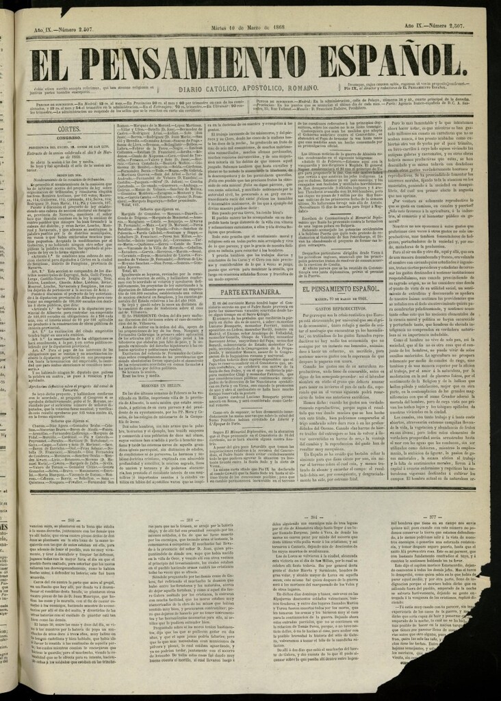 Miniatura de El Pensamiento Español del 10 de marzo de 1868, nº 2507