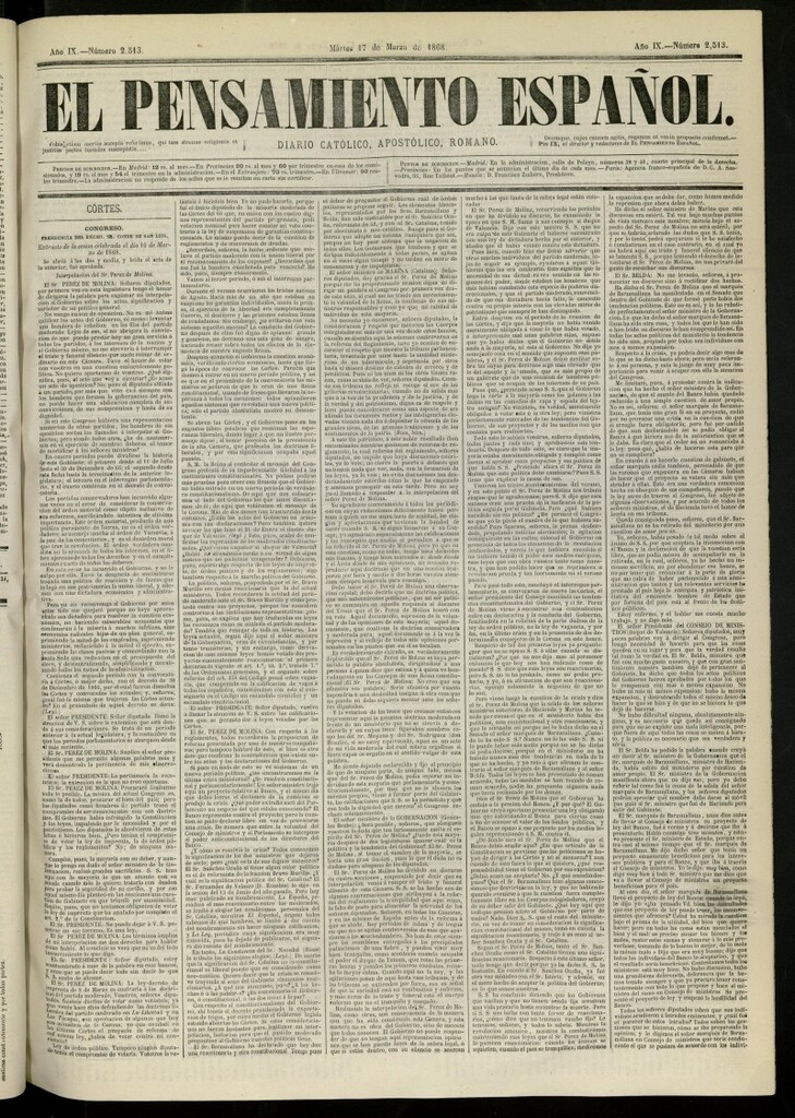 Miniatura de El Pensamiento Español del 17 de marzo de 1868, nº 2513