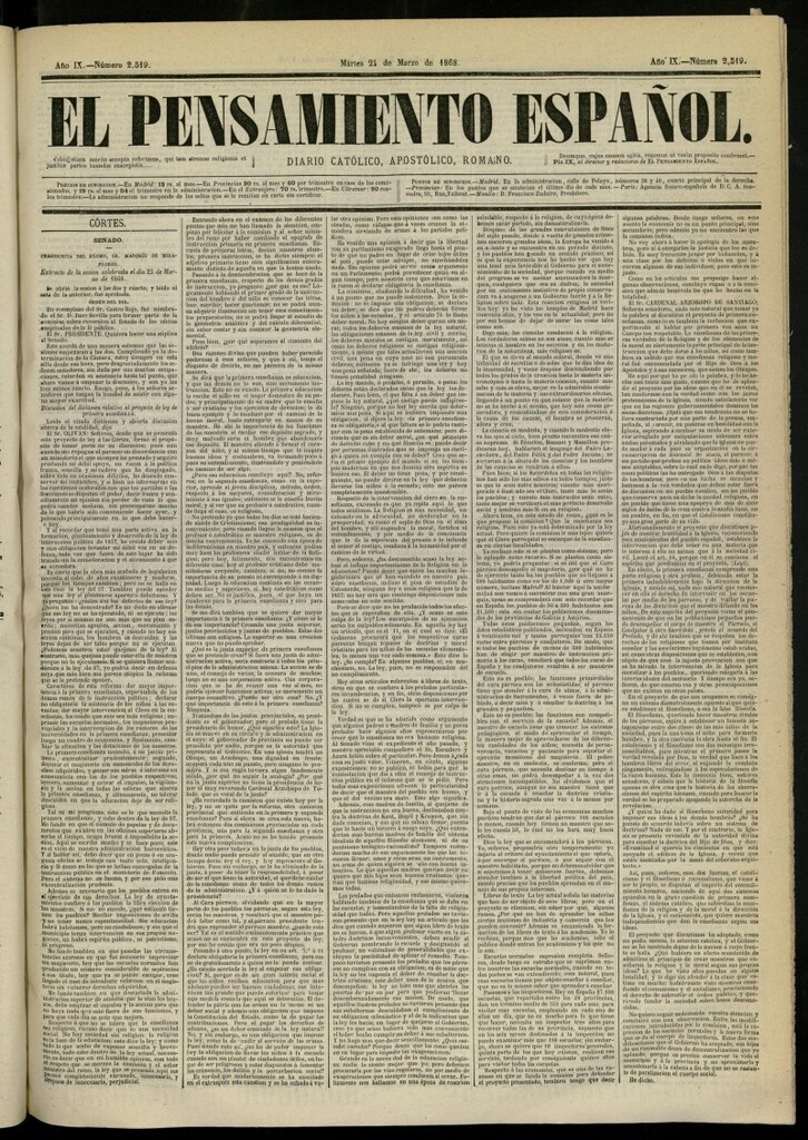 Miniatura de El Pensamiento Español del 24 de marzo de 1868, nº 2519