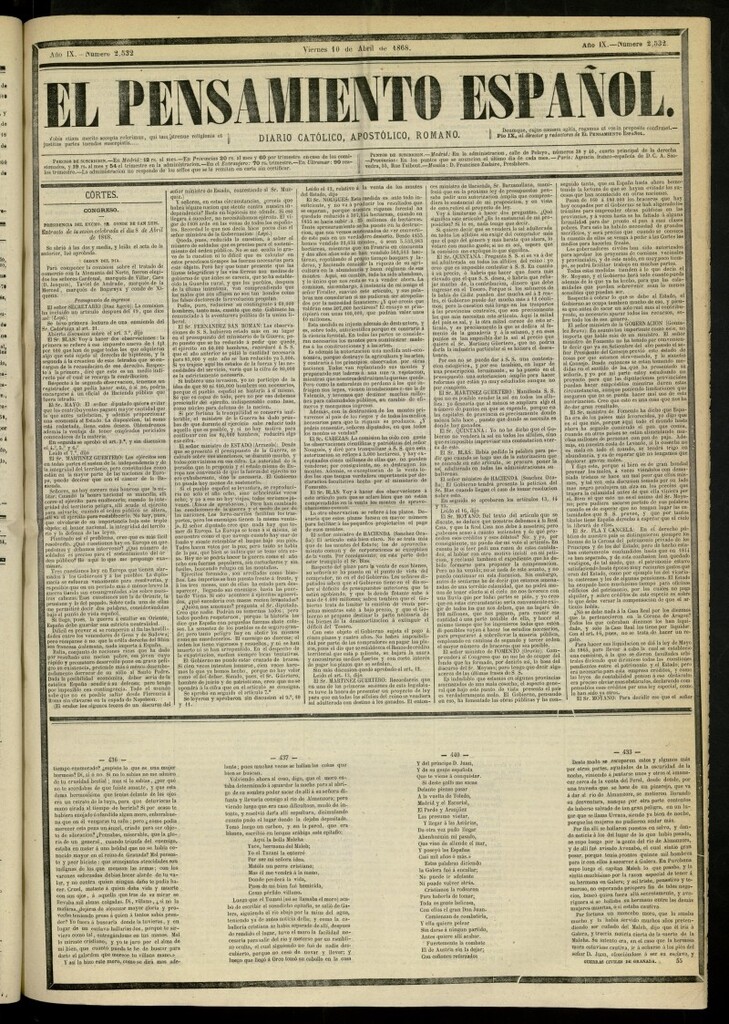 Miniatura de El Pensamiento Español del 10 de abril de 1868, nº 2532