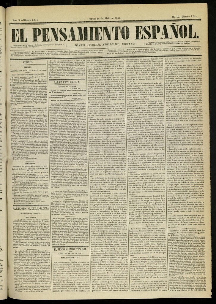 Miniatura de El Pensamiento Español del 24 de abril de 1868, nº 2544