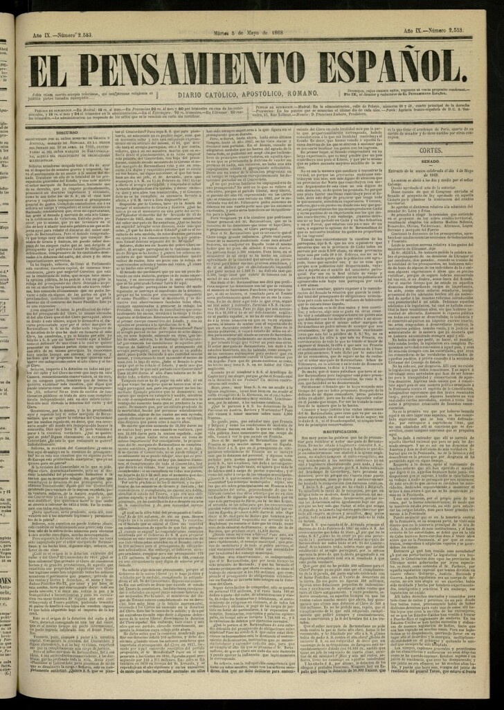 Miniatura de El Pensamiento Español del 5 de mayo de 1868, nº 2553