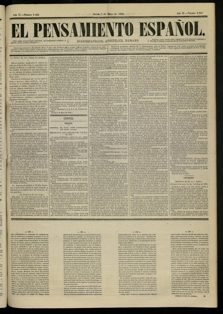 Miniatura de El Pensamiento Español del 7 de mayo de 1868, nº 2555