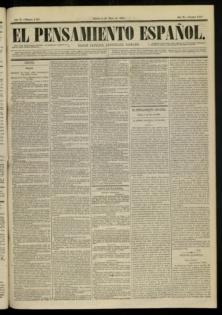 Miniatura de El Pensamiento Español del 9 de mayo de 1868, nº 2557