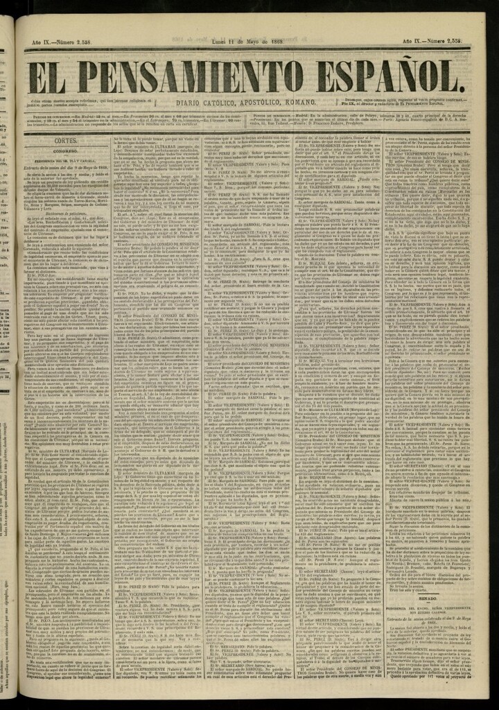 Miniatura de El Pensamiento Español del 11 de mayo de 1868, nº 2558