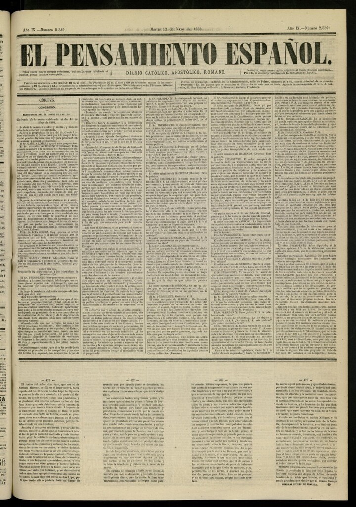 Miniatura de El Pensamiento Español del 12 de mayo de 1868, nº 2559