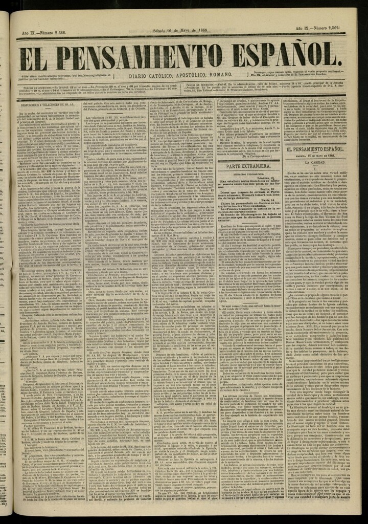 Miniatura de El Pensamiento Español del 16 de mayo de 1868, nº 2562