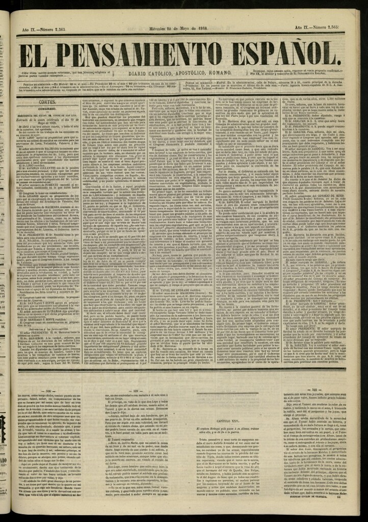 Miniatura de El Pensamiento Español del 20 de mayo de 1868, nº 2565
