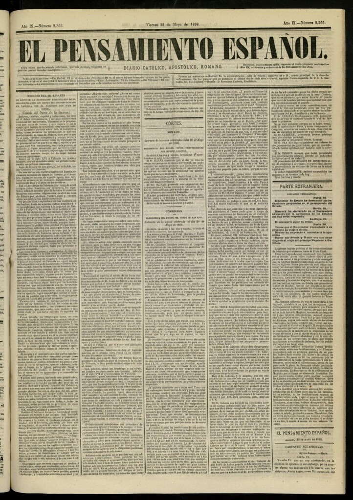 Miniatura de El Pensamiento Español del 22 de mayo de 1868, nº 2566