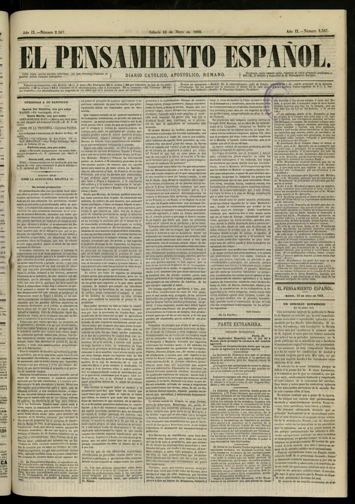 Miniatura de El Pensamiento Español del 23 de mayo de 1868, nº 2567
